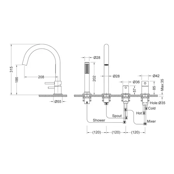Смеситель для ванны с душем врезной Timo Saona 2320/03Y