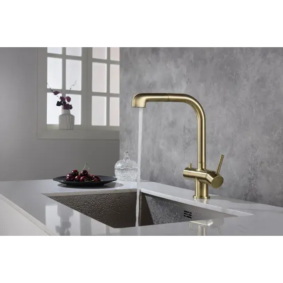 Смеситель для кухни с подключением фильтра и выдвижной лейкой Timo Saona 2346/02FL