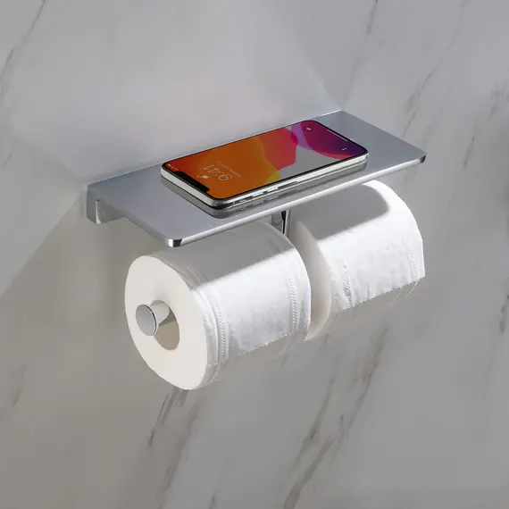 Бумагодержатель двойной с полкой для телефона Timo Selene