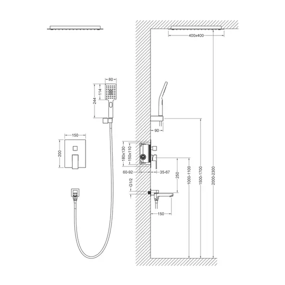 Душевая система встроенная Timo Selene SX-2039