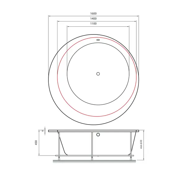 Ванна  акриловая Vayer Boomerang D1600  160*160