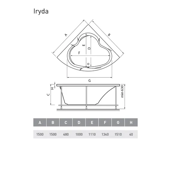 Ванна  акриловая Vayer Iryda 150*150