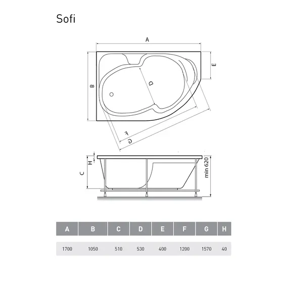 Ванна  акриловая  Relisan Sofi   L/R