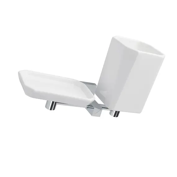 Stil Haus Diva  настенные керамические мыльница + стакан   хром - белая керамика