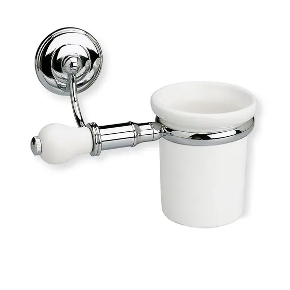 Stil Haus Nemi  настенный керамический стакан   хром - белая керамика