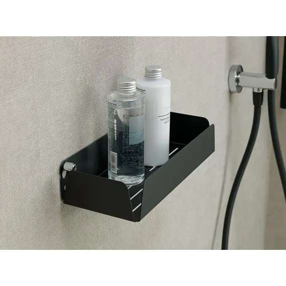 Stil Haus  металлическая полка с бортиками  длина 25 см, черный матовый