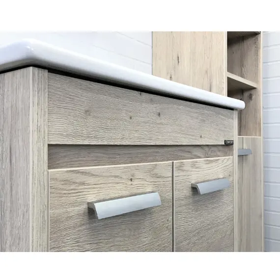 COMFORTY. Тумба-умывальник "Марио-60/75 " дуб дымчатый /сосна с раковиной Quadro 60/75