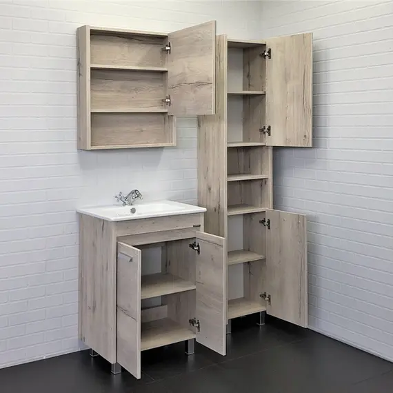 COMFORTY. Тумба-умывальник "Марио-60/75 " дуб дымчатый /сосна с раковиной Quadro 60/75