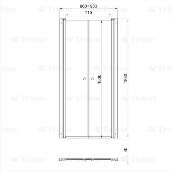 Душевая дверь в нишу Triton Дабл  стекло прозрачное, распашная