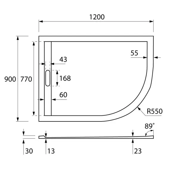 Поддон из искусственного мрамора CEZARES TRAY-AS-RH-30-W-L