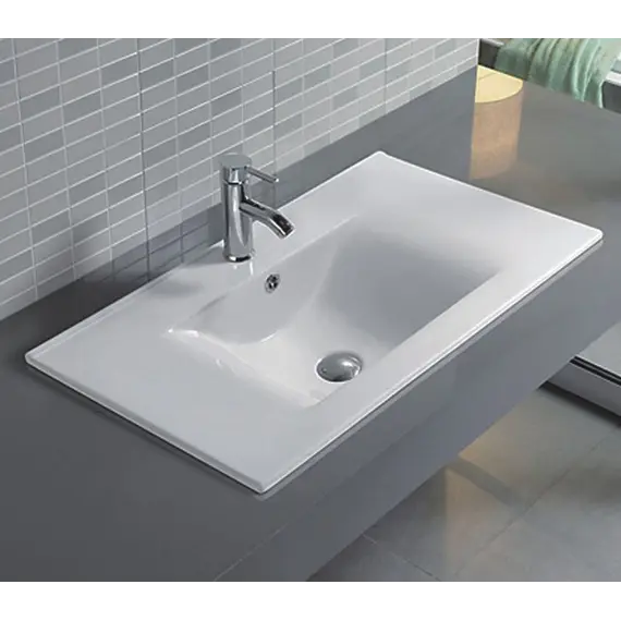 Встраиваемая сверху белая раковина для ванной Gid NYJ807-75