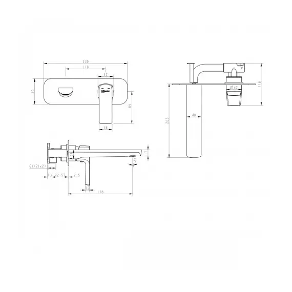 Смеситель Lemark Ursus LM7226BL для раковины, встраиваемый
