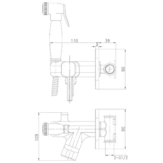 Смеситель Lemark Solo LM7165BL с гигиеническим душем, встраиваемый