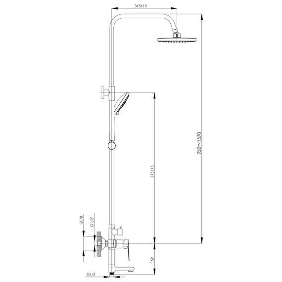 Душевая система S35-46 ROSSINKA