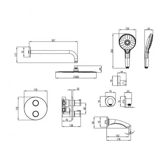 Смеситель Lemark Yeti LM7822C термостатический для ванны и душа, встраиваемый