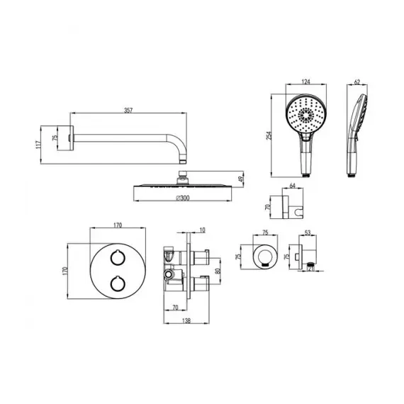 Смеситель Lemark Yeti LM7829C термостатический для душа, встраиваемый