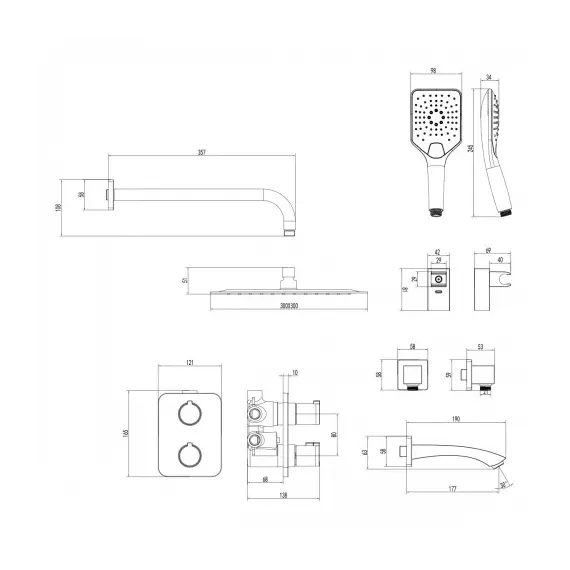Смеситель Lemark Yeti LM7842C термостатический для ванны и душа, встраиваемый