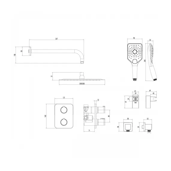 Смеситель Lemark Yeti LM7849C термостатический для душа, встраиваемый