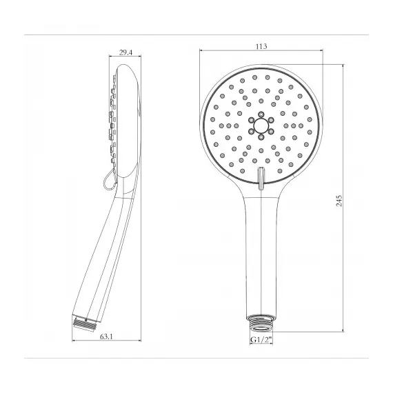 Лейка душевая Lemark  круглая 3-функциональная 113x245 мм хром