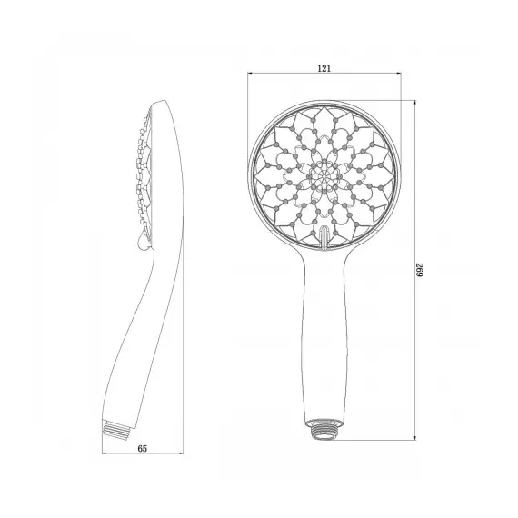 Лейка душевая Lemark  круглая 3-функциональная 121х269 мм хром