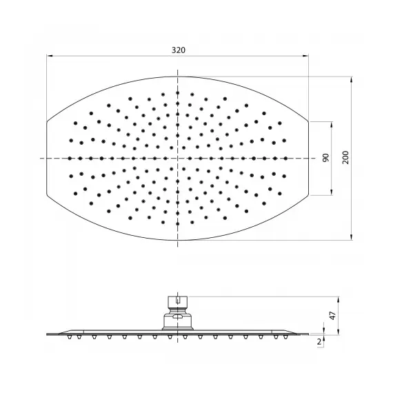 Лейка душевая Lemark  верхняя овальная 320х200мм нерж. сталь