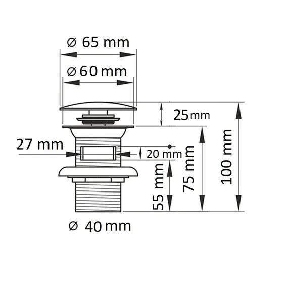 Донный клапан для раковины CeramaLux RD025 керамический черный матовый без перелива
