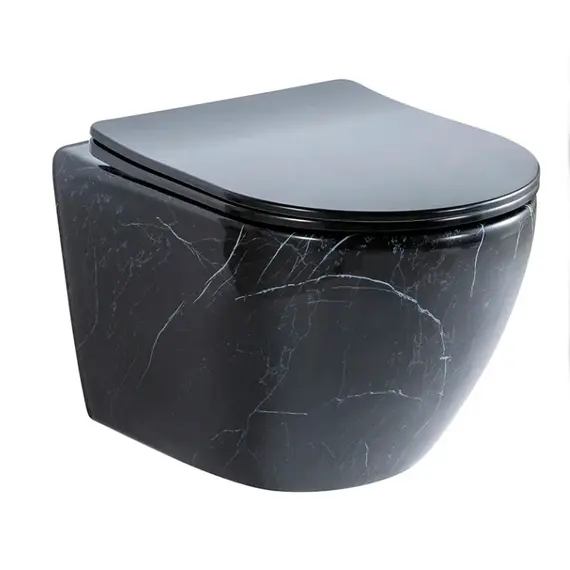 Унитаз подвесной CeramaLux 2212BM чёрный мрамор