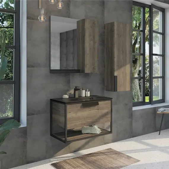 Тумба-умывальник Comforty  Бонн 75/90 с раковиной  белая/черная