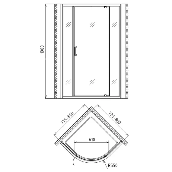 Душевой уголок Gemy Sunny Bay S28061  четверть круга  80х80