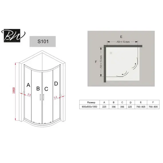 Душевой угол Black & White S101