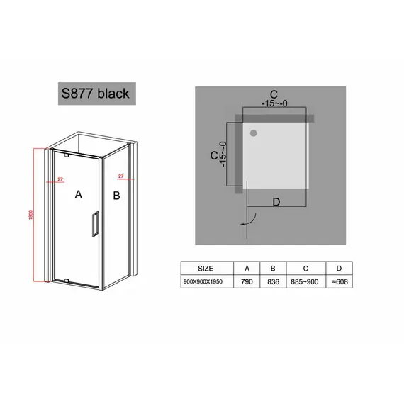Душевой угол Black & White S877