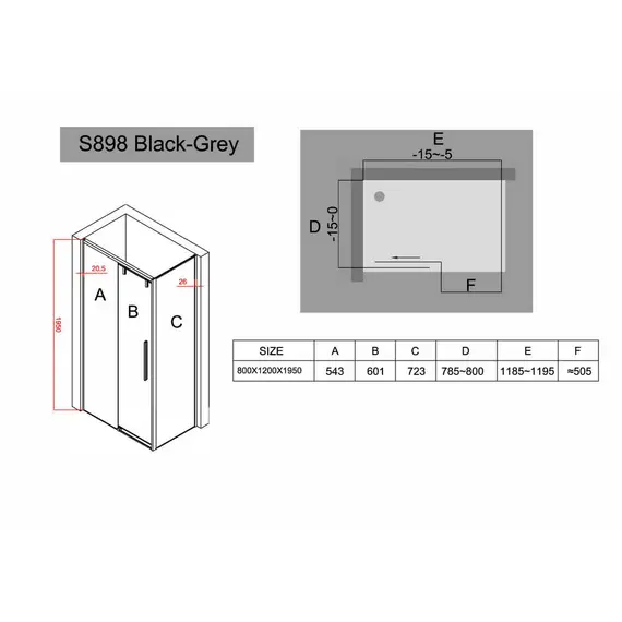 Душевой угол Black & White S898