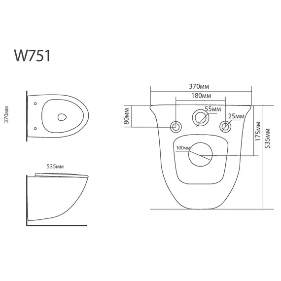 Унитаз керамический Black&White W751