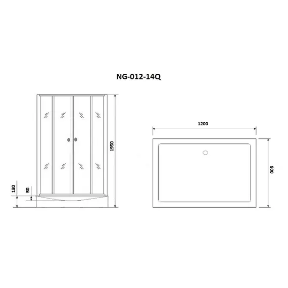 Душ. уголок NG-012-14Q (120х80х195) низкий поддон