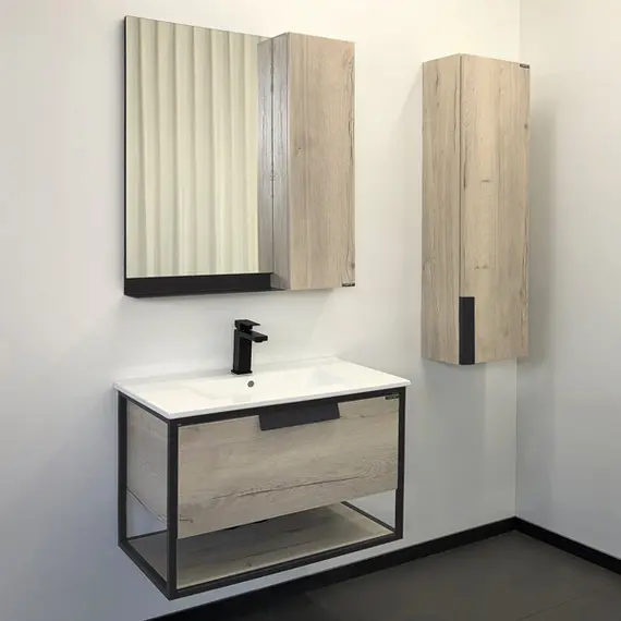 Тумба-умывальник Comforty  Бонн 75/90 с раковиной  белая/черная