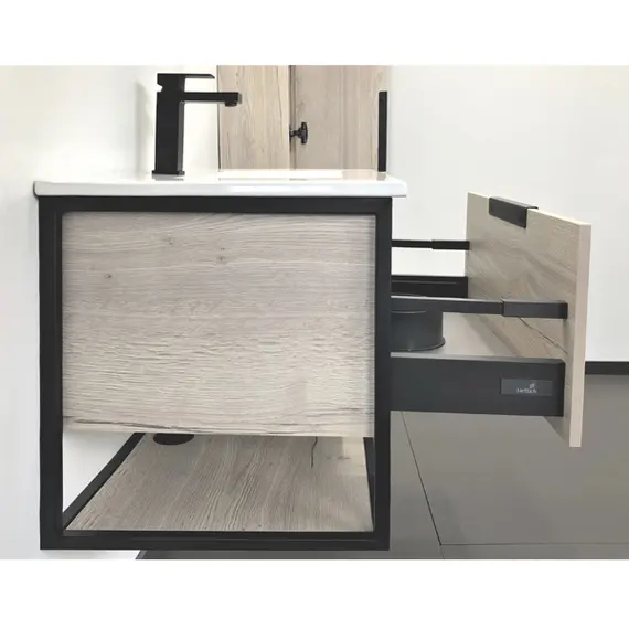 Тумба-умывальник Comforty  Бонн 75/90 с раковиной  белая/черная