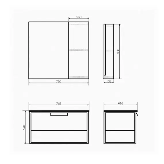 Тумба-умывальник Comforty  Бонн 75/90 с раковиной  белая/черная