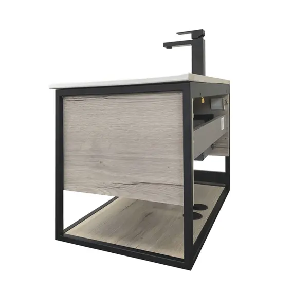 Тумба-умывальник Comforty  Бонн 75/90 с раковиной  белая/черная