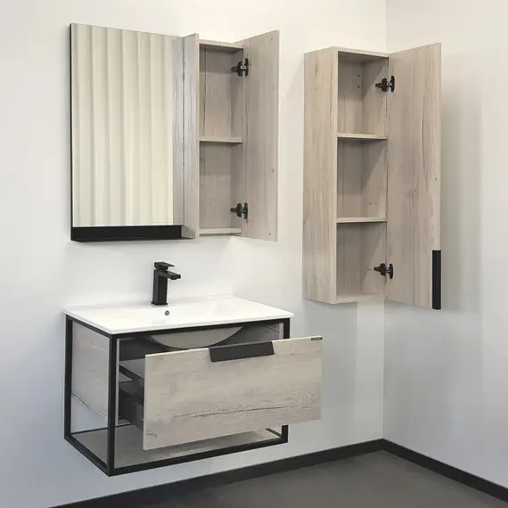 Тумба-умывальник Comforty  Бонн 75/90 с раковиной  белая/черная