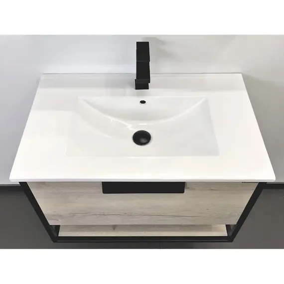 Тумба-умывальник Comforty  Бонн 75/90 с раковиной  белая/черная