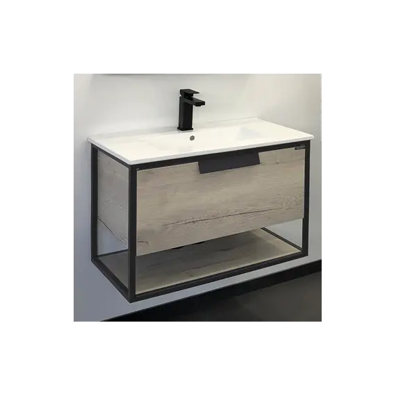 Тумба-умывальник Comforty  Бонн 75/90 с раковиной  белая/черная