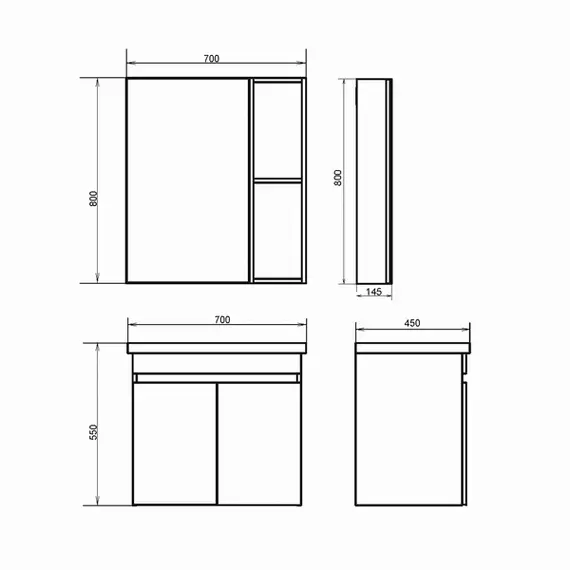 COMFORTY. Тумба-умывальник "Осло-70ПД" бетон светлый с раковиной COMO 70