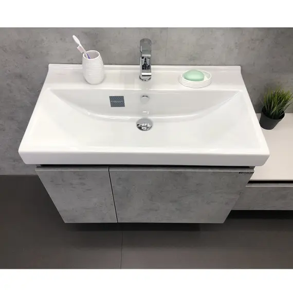 COMFORTY. Тумба-умывальник "Осло-80" бетон светлый с раковиной Fest 80