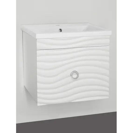 Тумба подвесная с раковиной Style Line Вероника  Комо 60/80  Люкс белая, PLUS