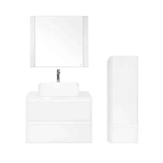 Тумба подвесная с раковиной Style Line Монако (2 ящ.), Гамма 56, Осина бел /бел лакобель, PLUS