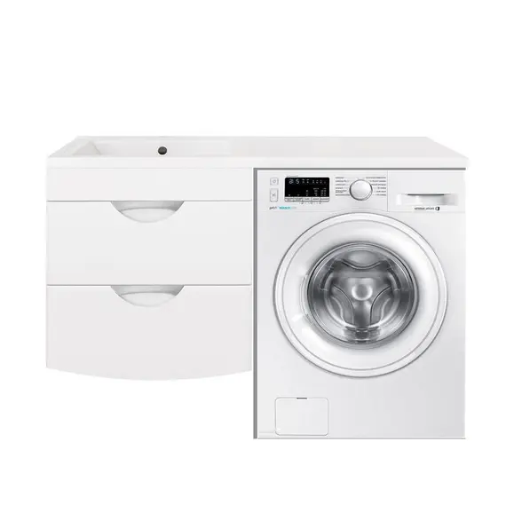 Тумба подвесная Style Line Жасмин 2 60 Люкс белая, PLUS (2 ящ.) с раковиной Даллас 120 L/R