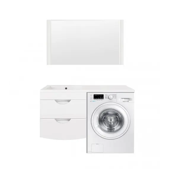 Тумба подвесная Style Line Жасмин 2 60 Люкс белая, PLUS (2 ящ.) с раковиной Даллас 120 L/R