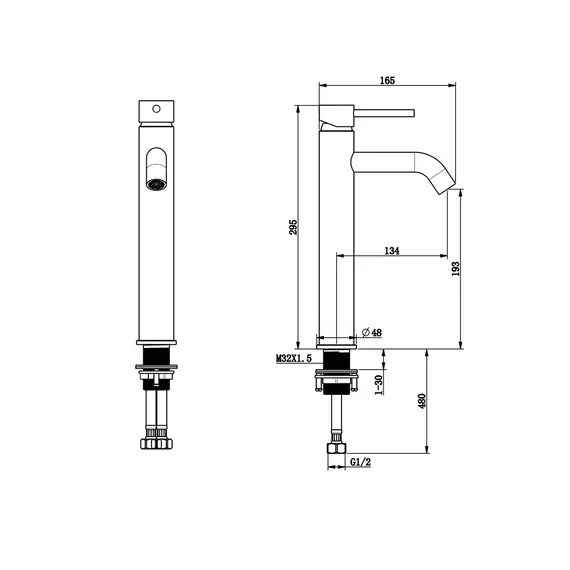 Смеситель на раковину высокий Bronze De Luxe