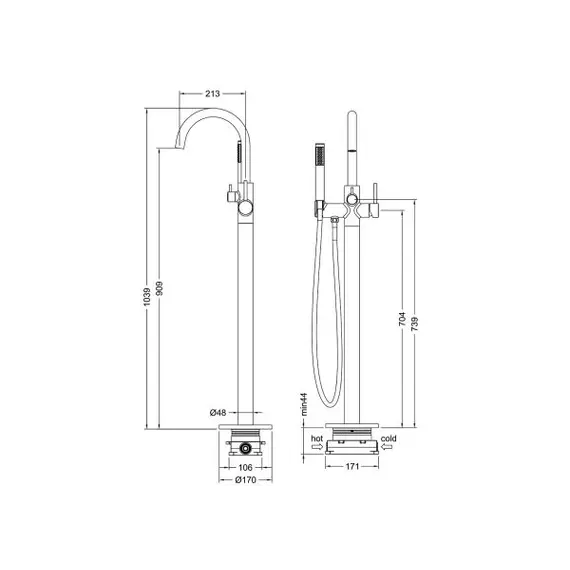 Смеситель напольный для ванны с душем Timo Saona 2310/18Y-CR черное золото