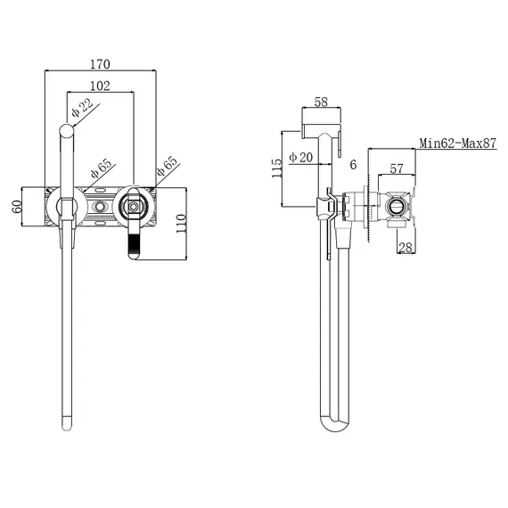 Гигиенический душ (комплект) Bronze De Luxe